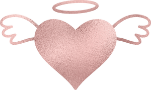 Static Rose Gold Heart with Angel Wings and Halo 